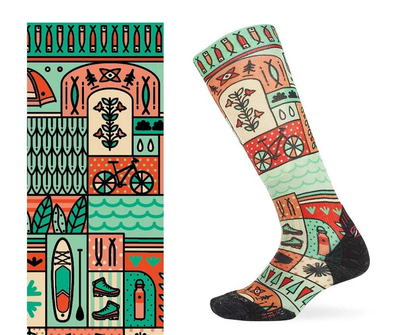 SKI PATTERN II Merino Wool Crew Socks