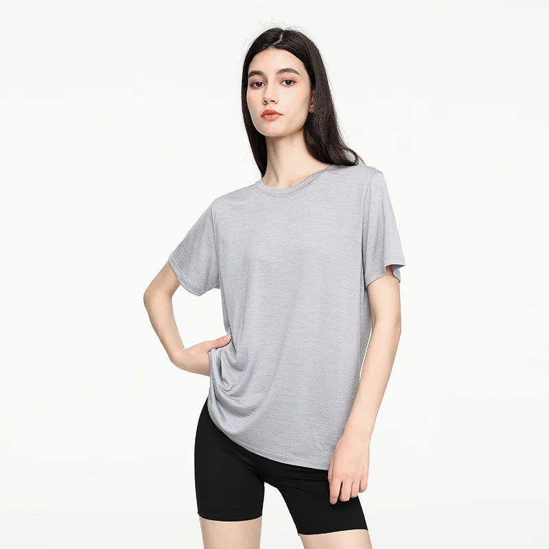 17.5 Micron Women's Wool Tencel Short Sleeve T-shirt Traveller Series 150g