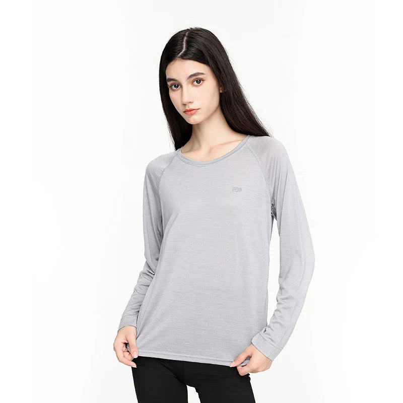 17.5 Micron Women's Wool Tencel Long Sleeve T-shirt Traveller Series 150g