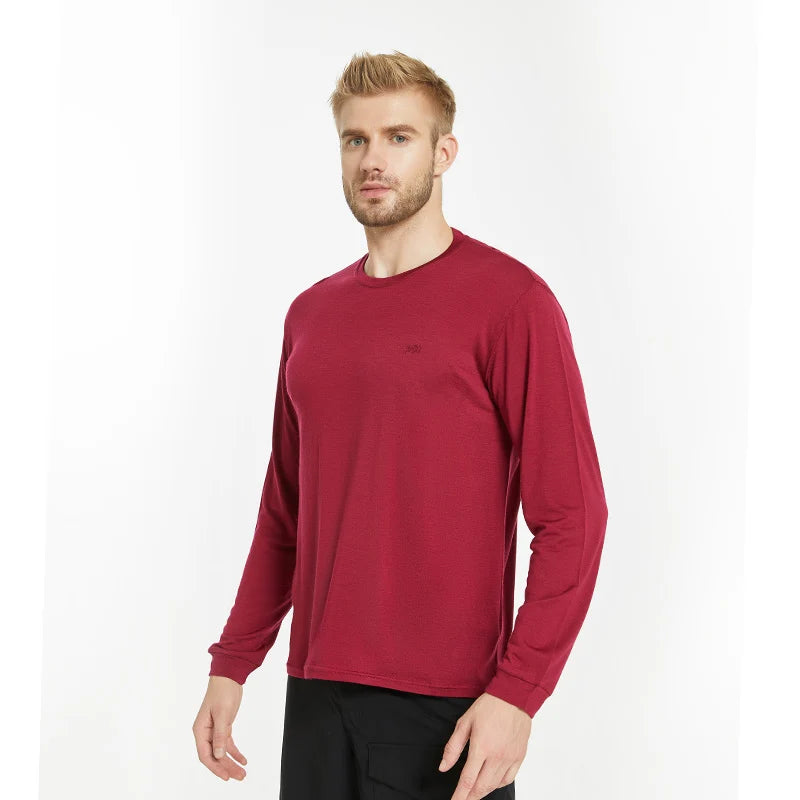 17.5 Micron Men's Wool Tencel Long Sleeve T-shirt Traveller Series 150g