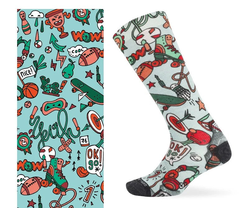 SKI PATTERN I Merino Wool Crew Socks