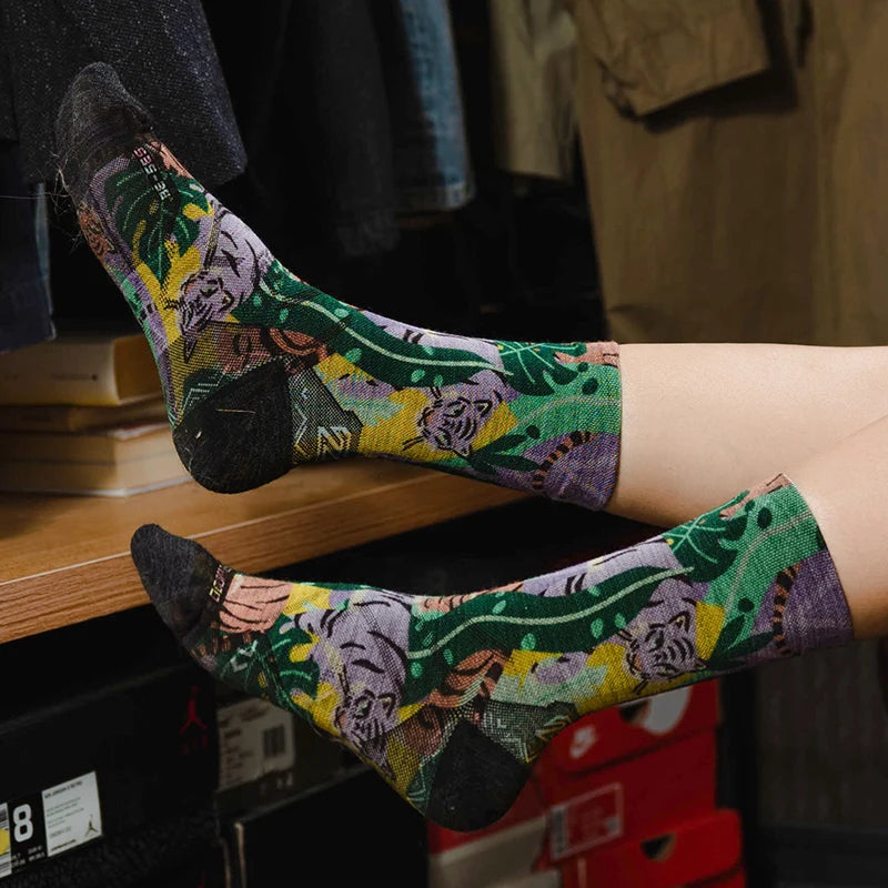 Trail Run Pattern Merino Wool Socks