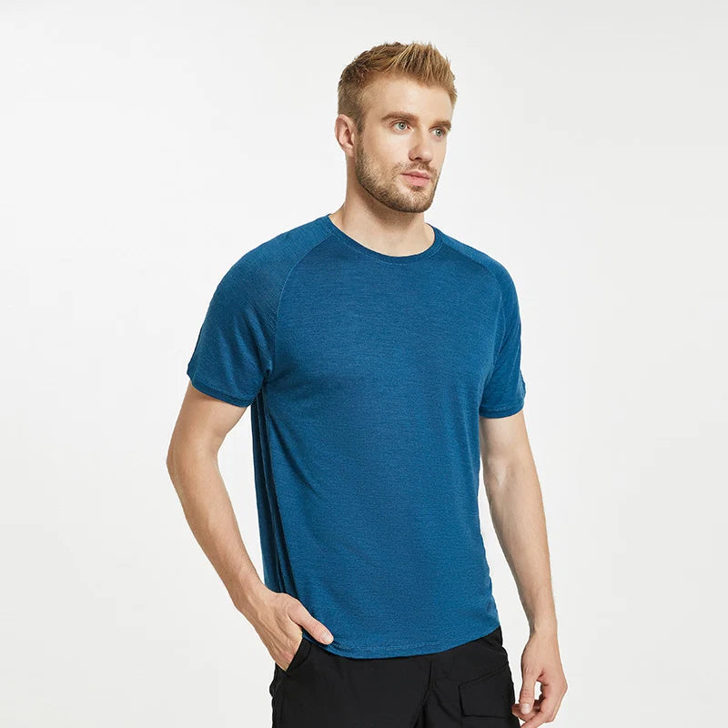 17.5 Micron Men's Wool Tencel Short Sleeve T-shirt Traveller Series 150g