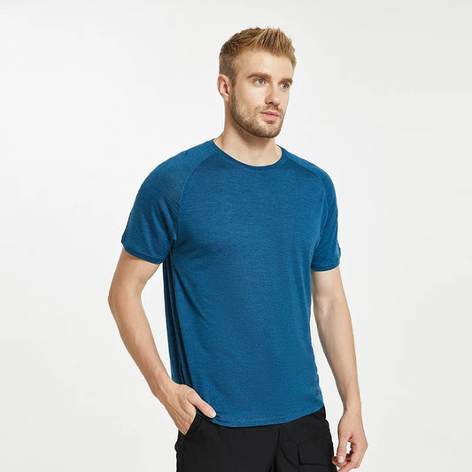 17.5 Micron Men's Wool Tencel Short Sleeve T-shirt Traveller Series 150g