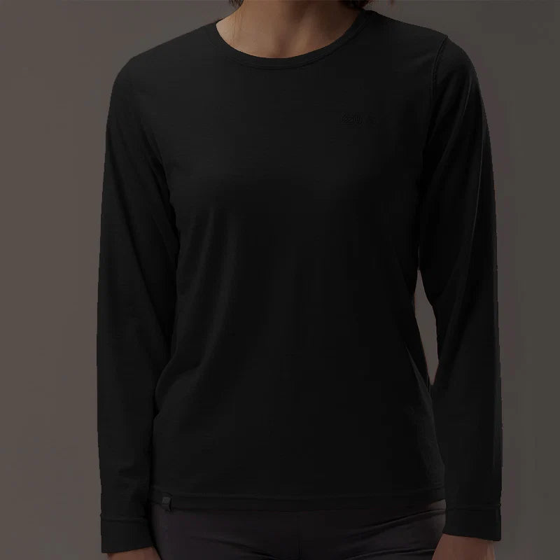 17.5 Micron Women Long Sleeved Merino Wool T-shirt 150g