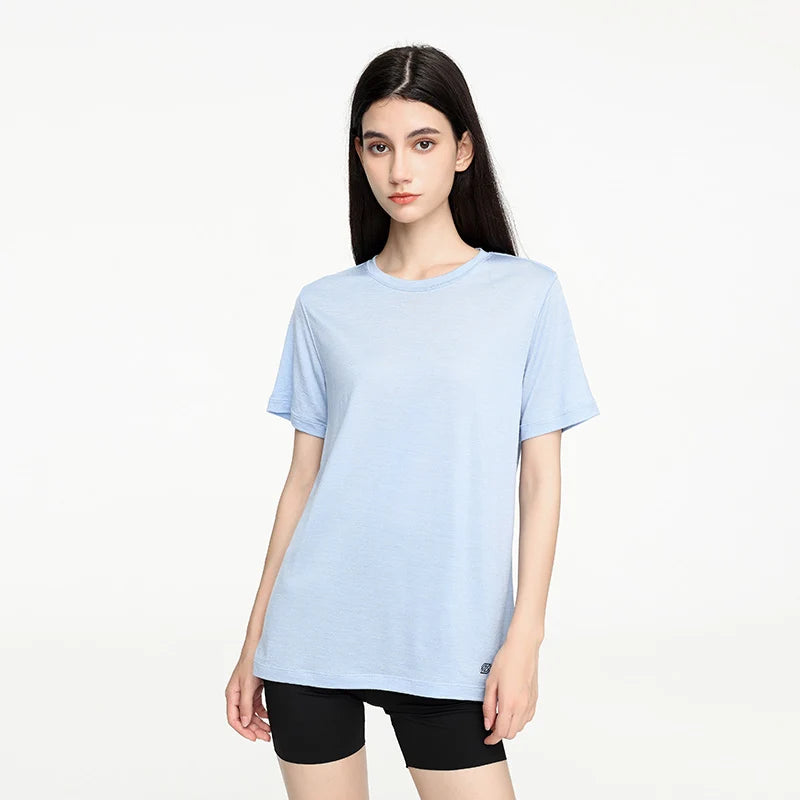 17.5 Micron Women's Wool Tencel Short Sleeve T-shirt Traveller Series 150g