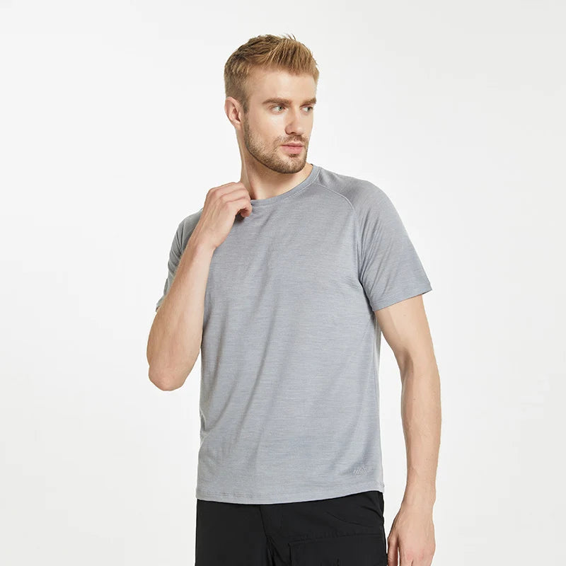 17.5 Micron Men's Wool Tencel Short Sleeve T-shirt Traveller Series 150g