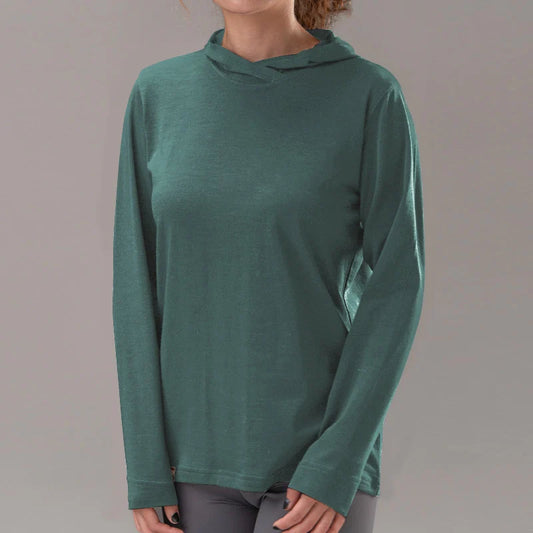 17.5 Micron Women‘s Long Sleeved Merino Wool Hoodie Shirt 150g