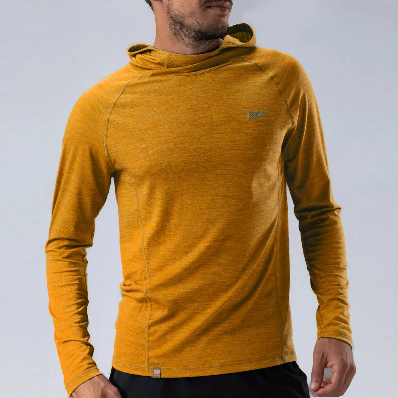 17.5 Micron Men‘s Long Sleeved Merino Wool Hoodie Shirt 150g