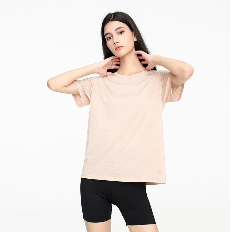 17.5 Micron Women's Wool Tencel Short Sleeve T-shirt Traveller Series 150g