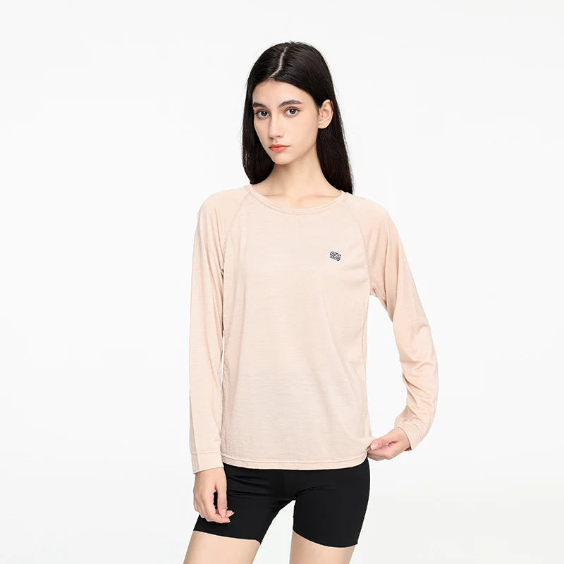 17.5 Micron Women's Wool Tencel Long Sleeve T-shirt Traveller Series 150g