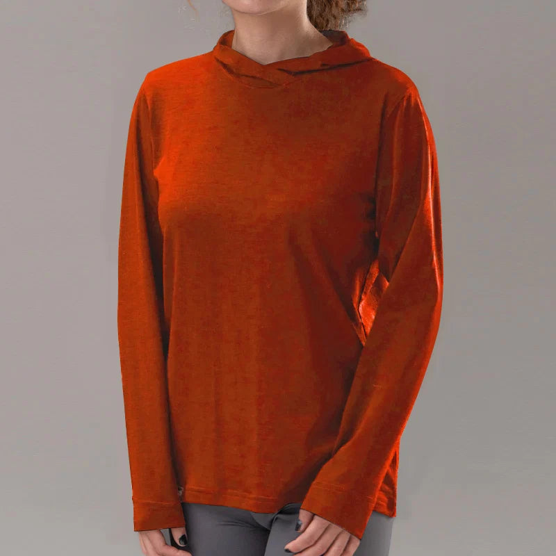 17.5 Micron Women‘s Long Sleeved Merino Wool Hoodie Shirt 150g