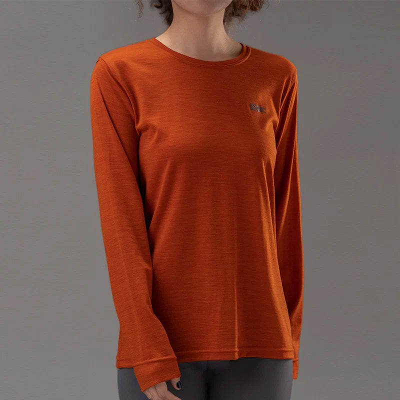 17.5 Micron Women Long Sleeved Merino Wool T-shirt 150g